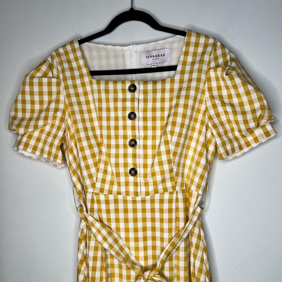 Jessakae Yellow Gingham Midi Dress Size XL - Picture 5 of 7
